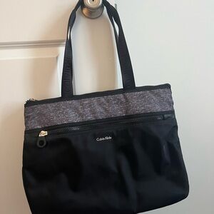 Calvin Klein Black and Gray Tote Bag with Durable Design